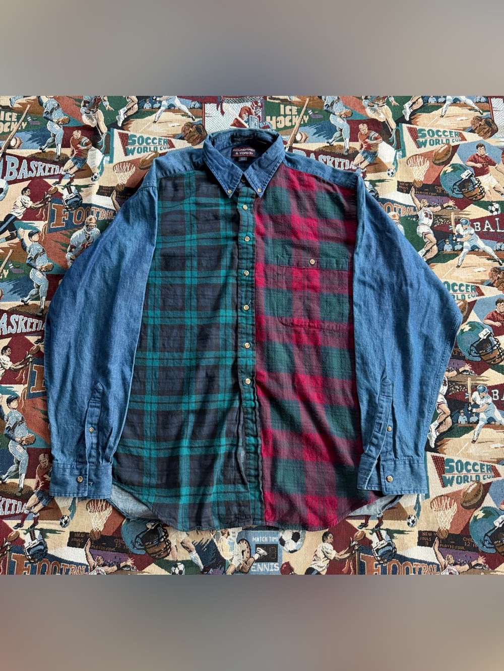 Vintage 90s Men’s Roundtree & Yorke Denim Flannel Shirt
